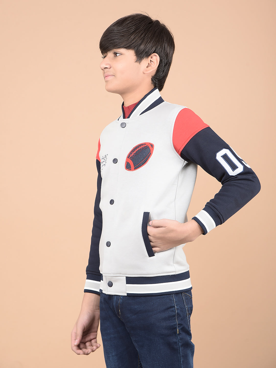 Grey Colorblocked High Neck Sweatshirt-Boys Sweatshirts-Crimsoune Club