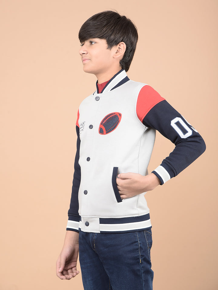 Grey Colorblocked High Neck Sweatshirt-Boys Sweatshirts-Crimsoune Club