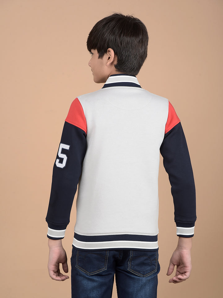 Grey Colorblocked High Neck Sweatshirt-Boys Sweatshirts-Crimsoune Club