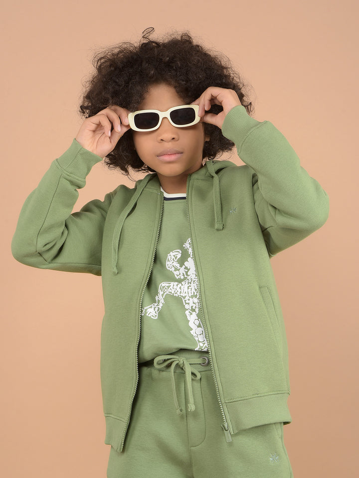 Green Hooded Neck Sweatshirt-Boys Sweatshirts-Crimsoune Club