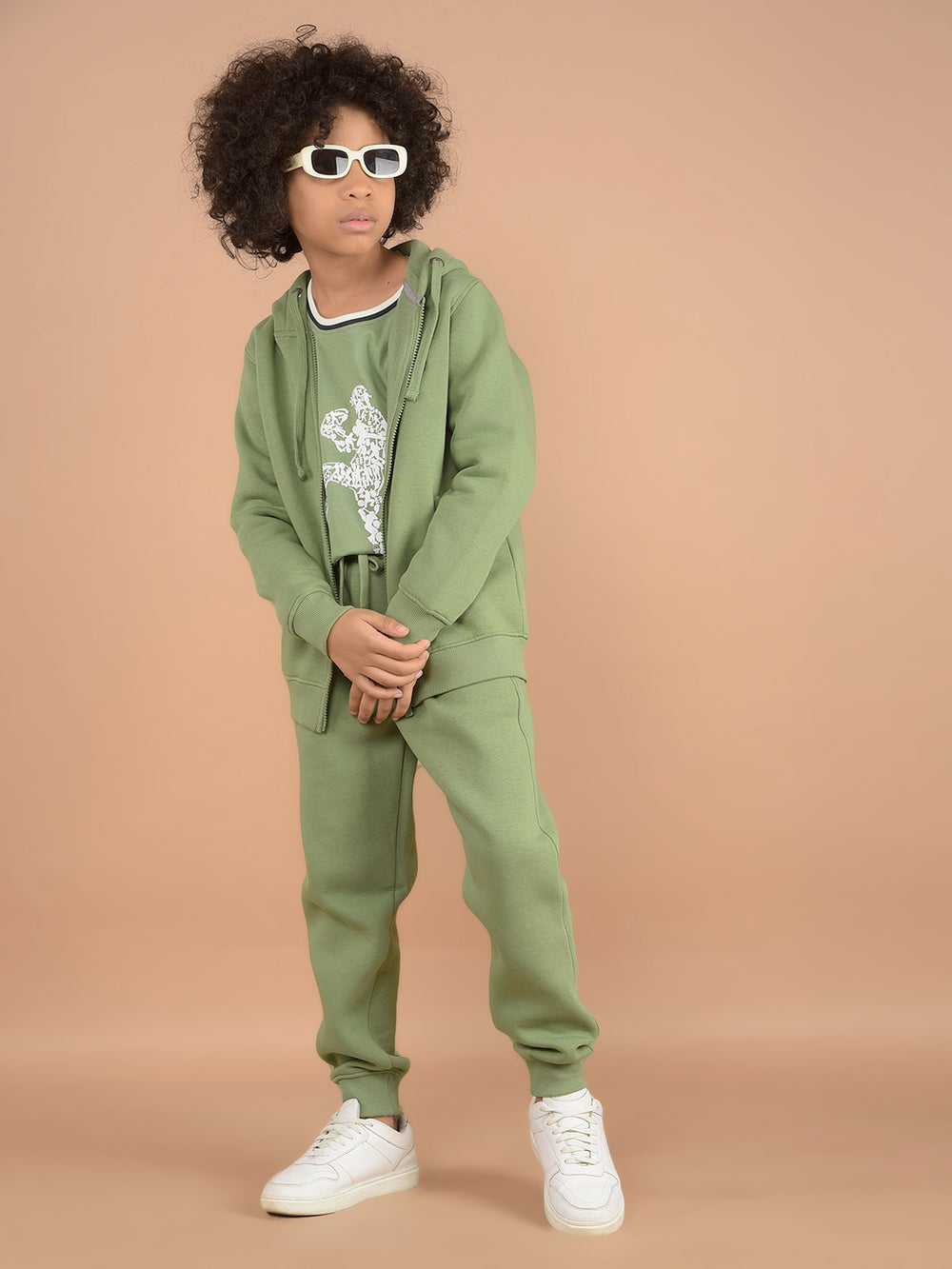 Green Hooded Neck Sweatshirt-Boys Sweatshirts-Crimsoune Club