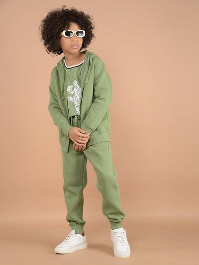 Green Hooded Neck Sweatshirt-Boys Sweatshirts-Crimsoune Club