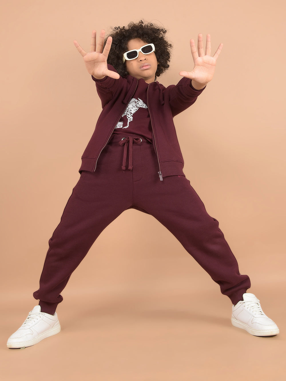 Wine Hooded Neck Sweatshirt-Boys Sweatshirts-Crimsoune Club