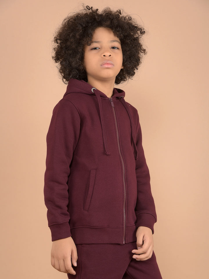 Wine Hooded Neck Sweatshirt-Boys Sweatshirts-Crimsoune Club