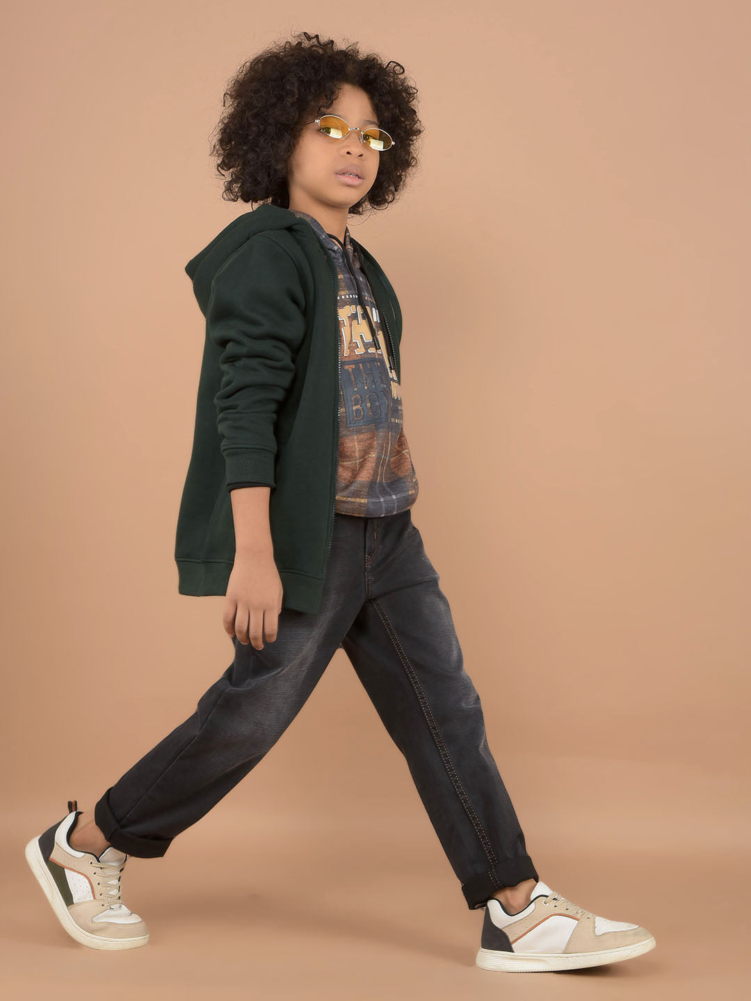 Green Hooded Neck Sweatshirt-Boys Sweatshirts-Crimsoune Club