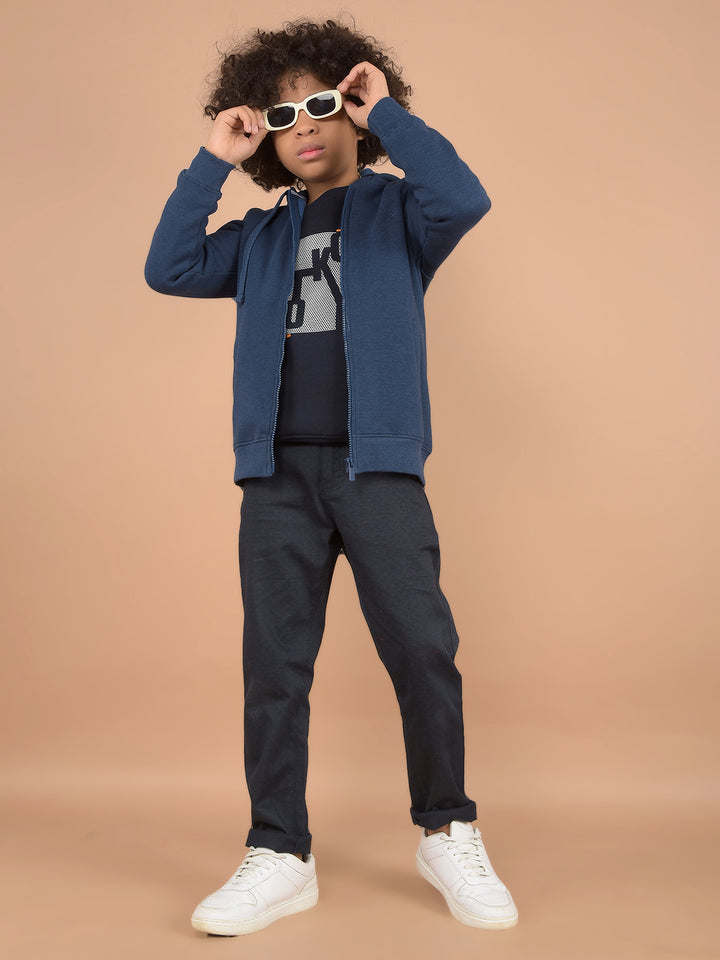 Blue Hooded Neck Sweatshirt-Boys Sweatshirts-Crimsoune Club