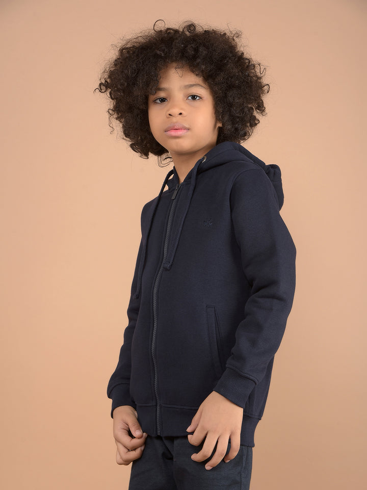 Navy Blue Hooded Neck Sweatshirt-Boys Sweatshirts-Crimsoune Club