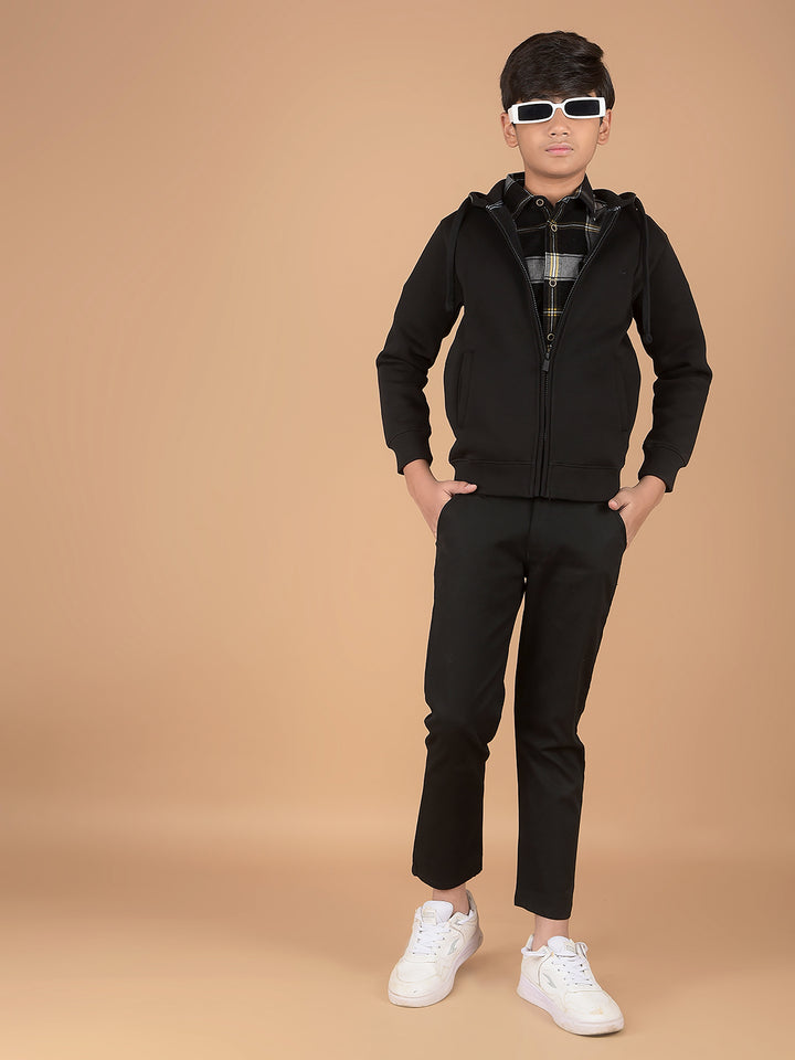 Black Hooded Sweatshirt-Boys Sweatshirts-Crimsoune Club