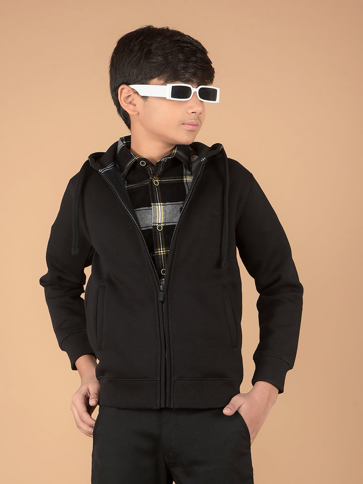 Black Hooded Sweatshirt-Boys Sweatshirts-Crimsoune Club