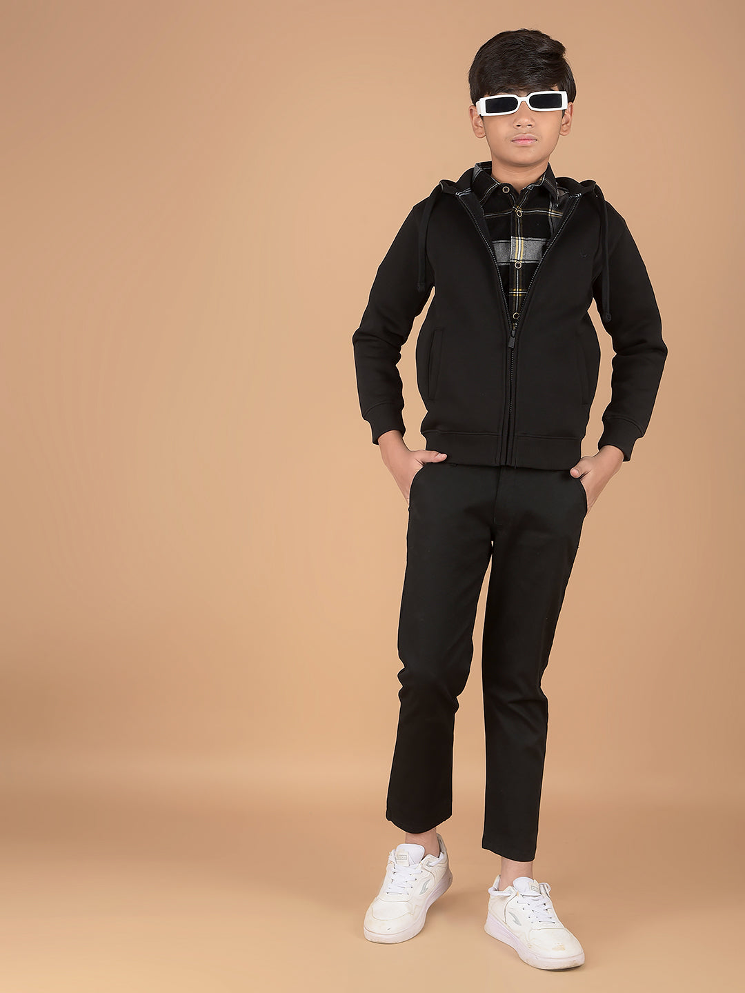 Black Hooded Sweatshirt-Boys Sweatshirts-Crimsoune Club