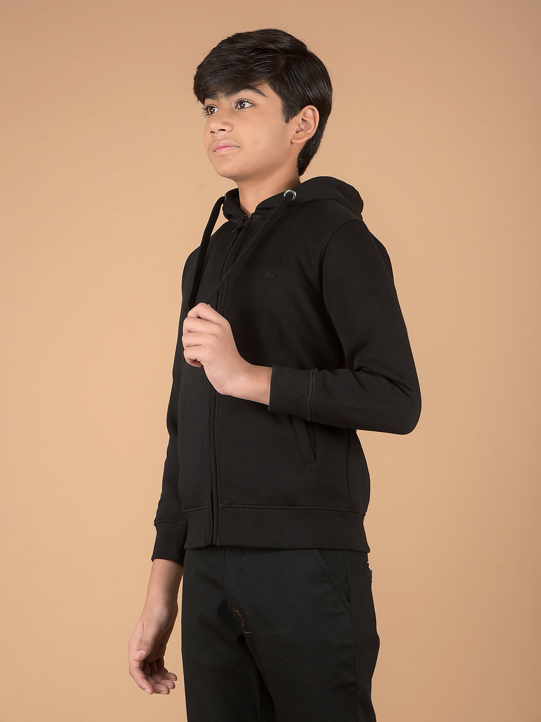Black Hooded Sweatshirt-Boys Sweatshirts-Crimsoune Club