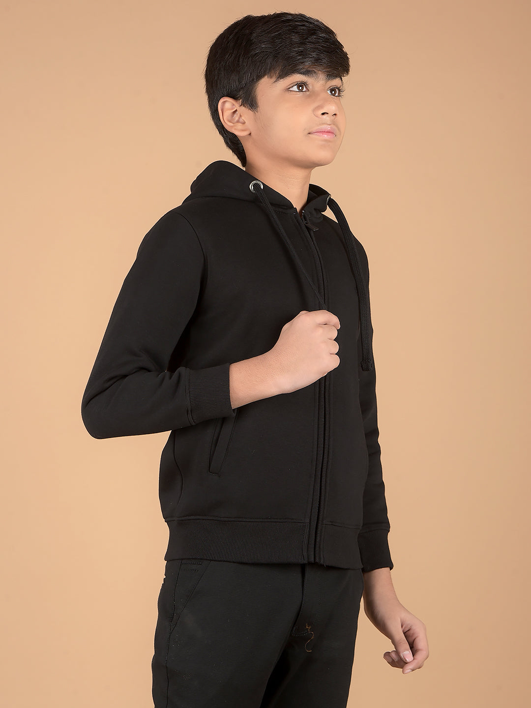 Black Hooded Sweatshirt-Boys Sweatshirts-Crimsoune Club