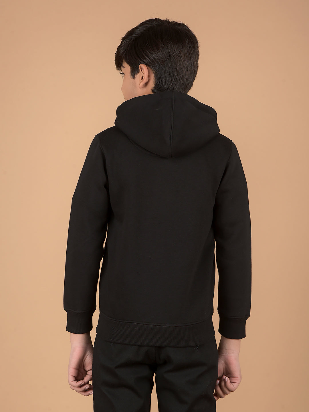 Black Hooded Sweatshirt-Boys Sweatshirts-Crimsoune Club