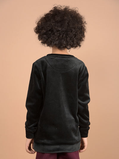 Black Graphic Print Sweatshirt-Boys Sweatshirts-Crimsoune Club