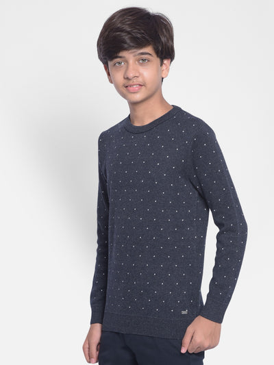 Navy Blue Printed Sweater-Boys Sweaters-Crimsoune Club