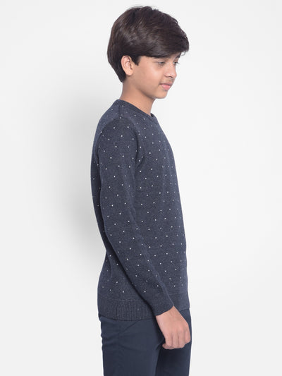 Navy Blue Printed Sweater-Boys Sweaters-Crimsoune Club