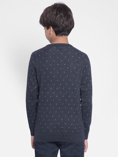 Navy Blue Printed Sweater-Boys Sweaters-Crimsoune Club