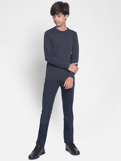 Navy Blue Printed Sweater-Boys Sweaters-Crimsoune Club