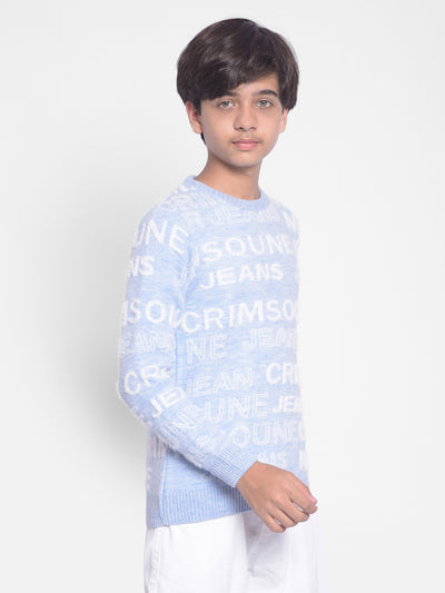 Sky Blue Printed Sweater-Boys Sweaters-Crimsoune Club