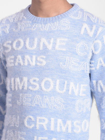 Sky Blue Printed Sweater-Boys Sweaters-Crimsoune Club