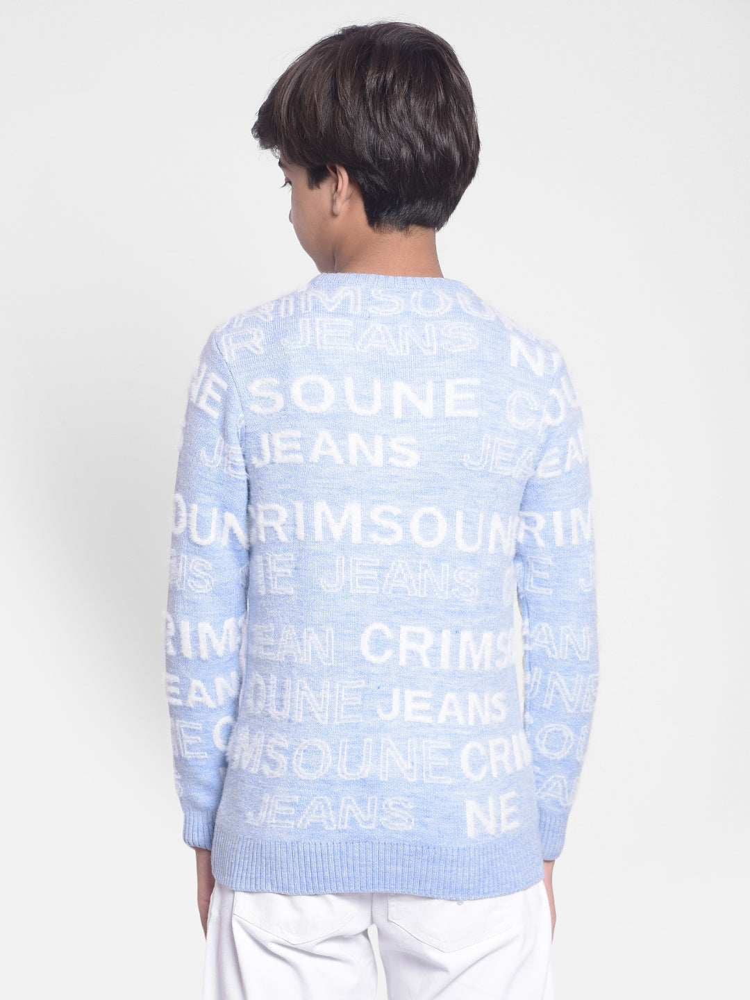 Sky Blue Printed Sweater-Boys Sweaters-Crimsoune Club