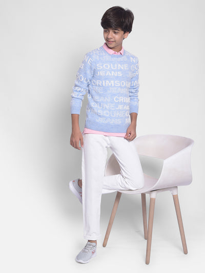 Sky Blue Printed Sweater-Boys Sweaters-Crimsoune Club