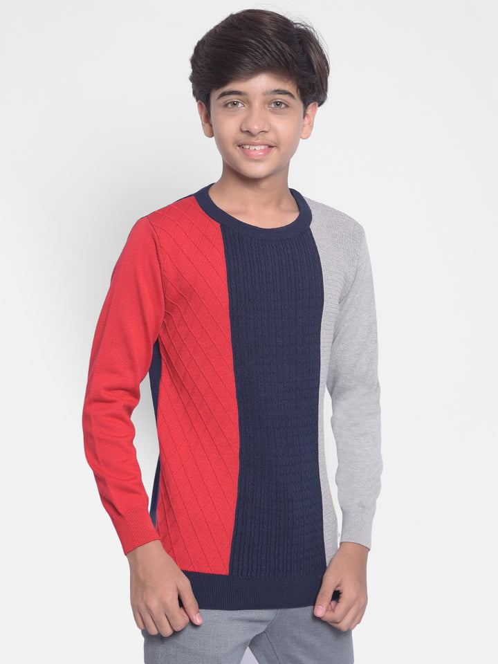 Multi Color Colourblocked Sweater-Boys Sweaters-Crimsoune Club