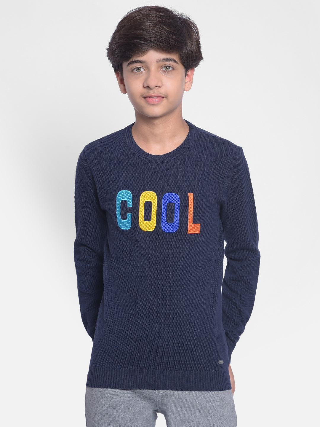 Navy Blue Printed Sweater-Boys Sweaters-Crimsoune Club