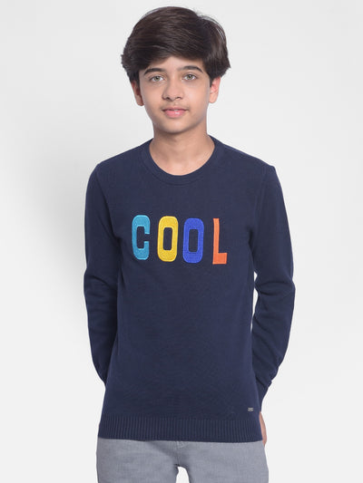 Navy Blue Printed Sweater-Boys Sweaters-Crimsoune Club