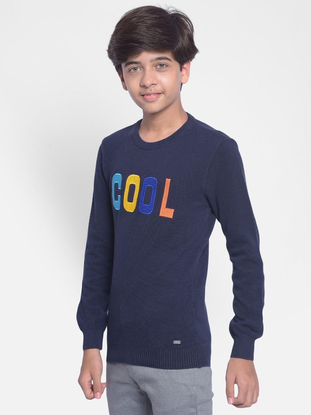 Navy Blue Printed Sweater-Boys Sweaters-Crimsoune Club