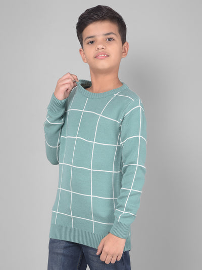 Green Checked Sweater-Boys Sweaters-Crimsoune Club