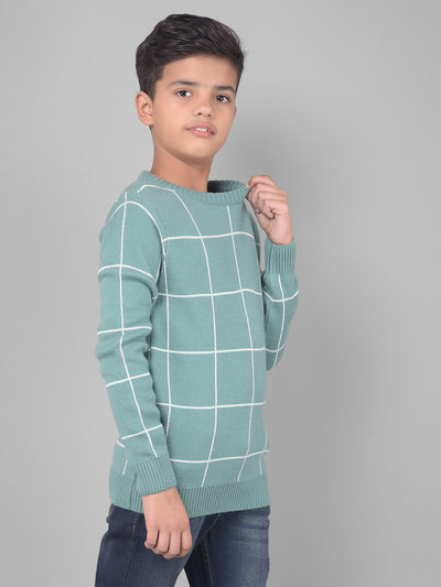 Green Checked Sweater-Boys Sweaters-Crimsoune Club