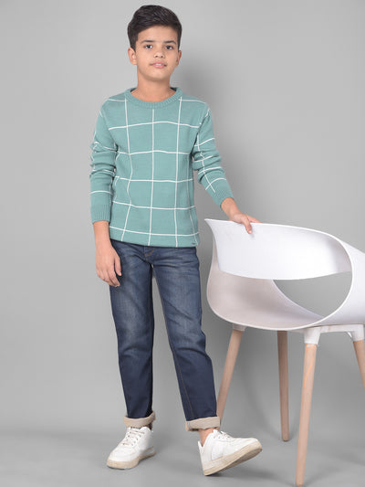 Green Checked Sweater-Boys Sweaters-Crimsoune Club