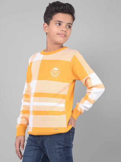 Mustard Checked Sweater-Boys Sweaters-Crimsoune Club