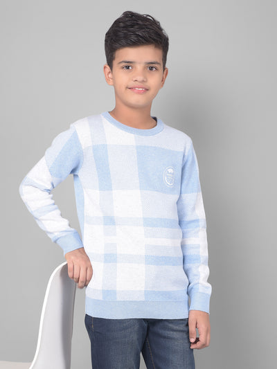 Blue Checked Sweater-Boys Sweaters-Crimsoune Club