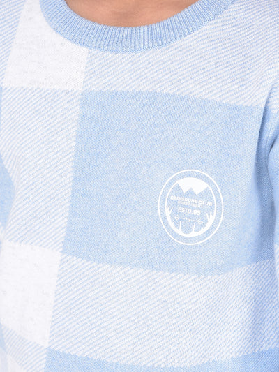 Blue Checked Sweater-Boys Sweaters-Crimsoune Club