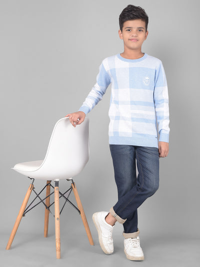 Blue Checked Sweater-Boys Sweaters-Crimsoune Club