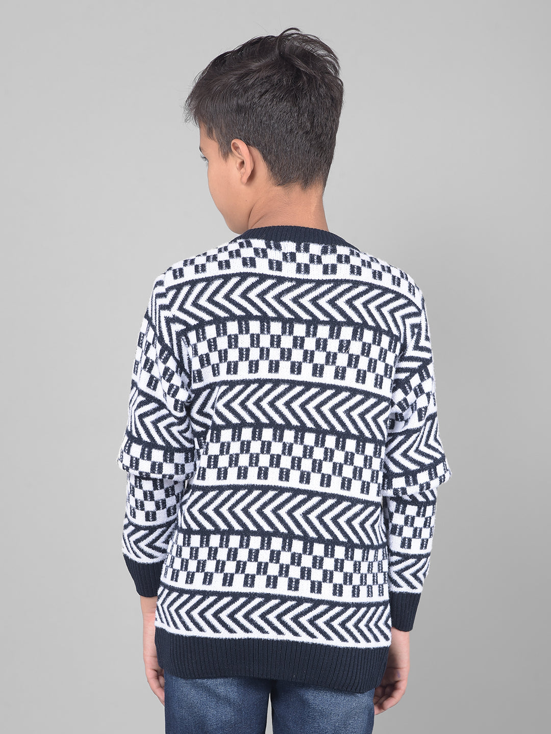 Navy Blue Printed Sweater-Boys Sweaters-Crimsoune Club