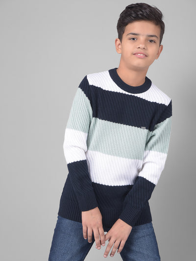 Green Colourblocked Sweater-Boys Sweaters-Crimsoune Club