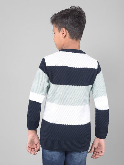 Green Colourblocked Sweater-Boys Sweaters-Crimsoune Club