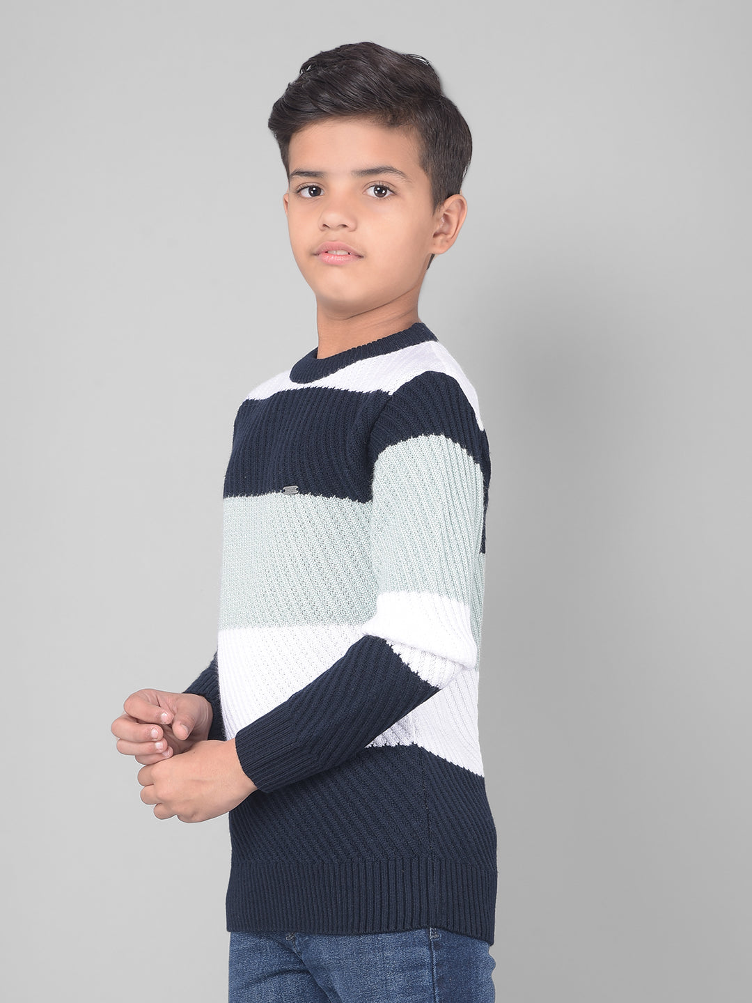 Green Colourblocked Sweater-Boys Sweaters-Crimsoune Club