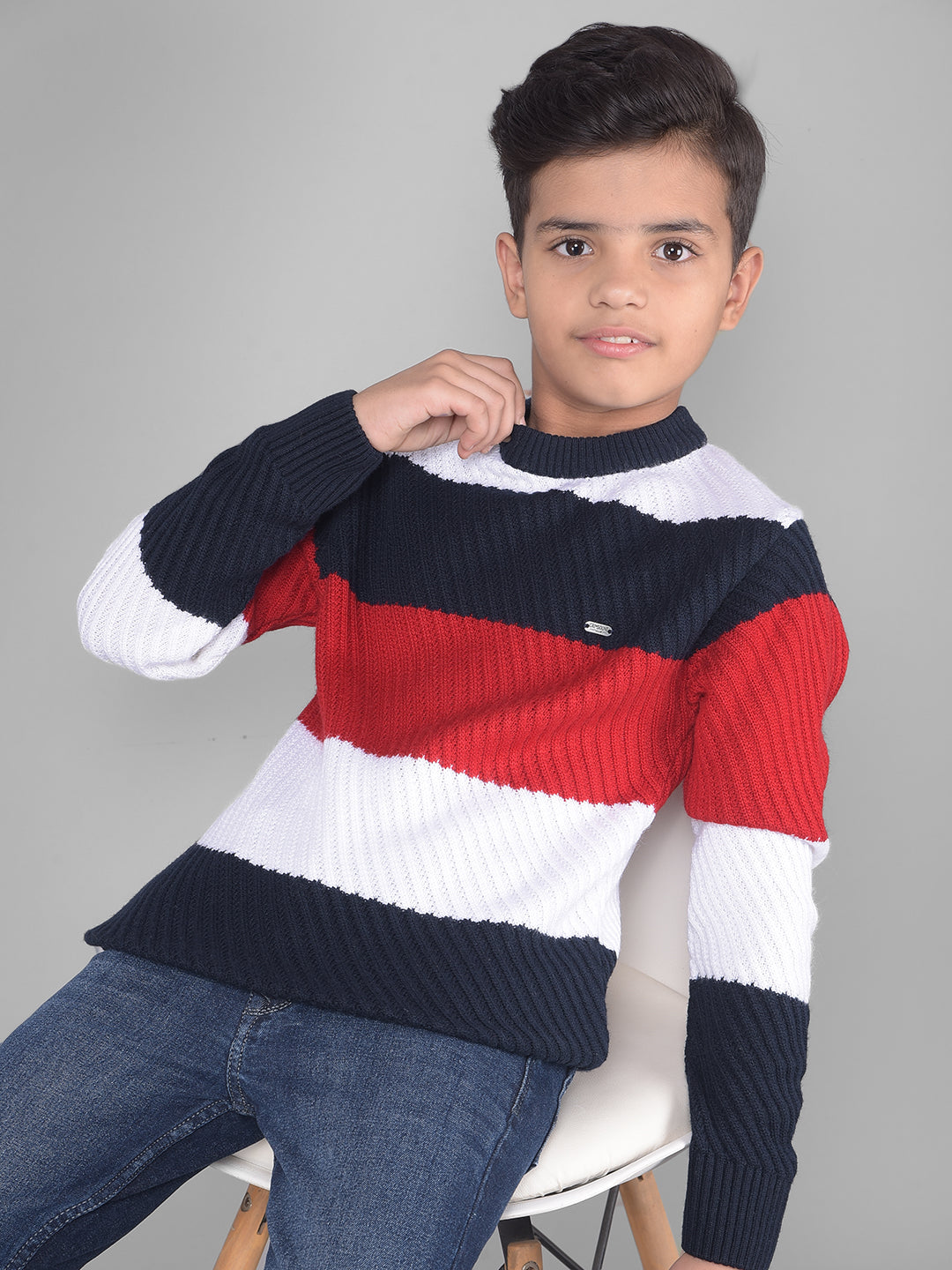 Red Colourblocked Sweater-Boys Sweaters-Crimsoune Club