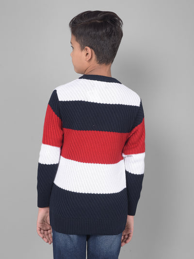 Red Colourblocked Sweater-Boys Sweaters-Crimsoune Club