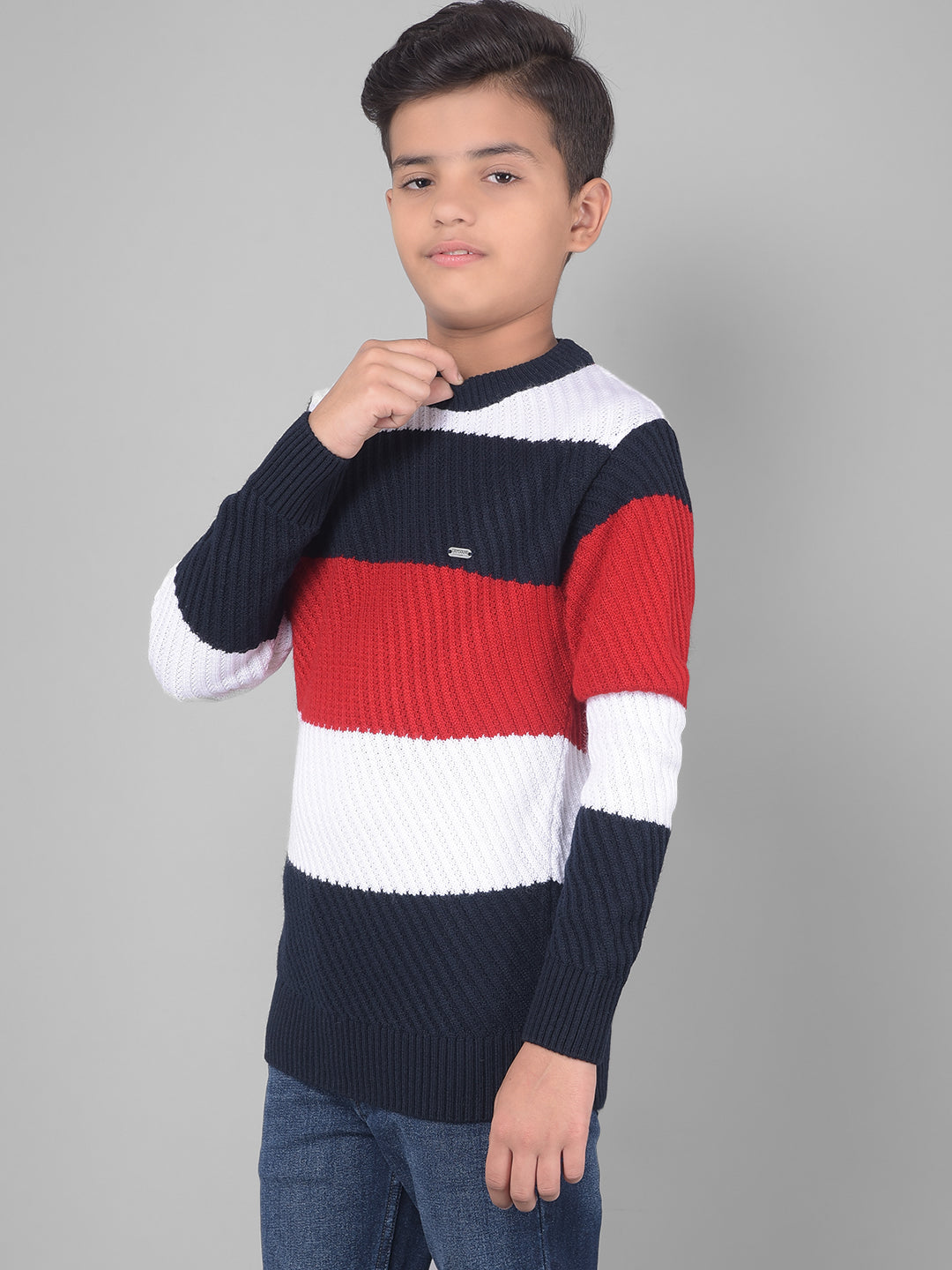 Red Colourblocked Sweater-Boys Sweaters-Crimsoune Club