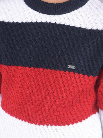 Red Colourblocked Sweater-Boys Sweaters-Crimsoune Club