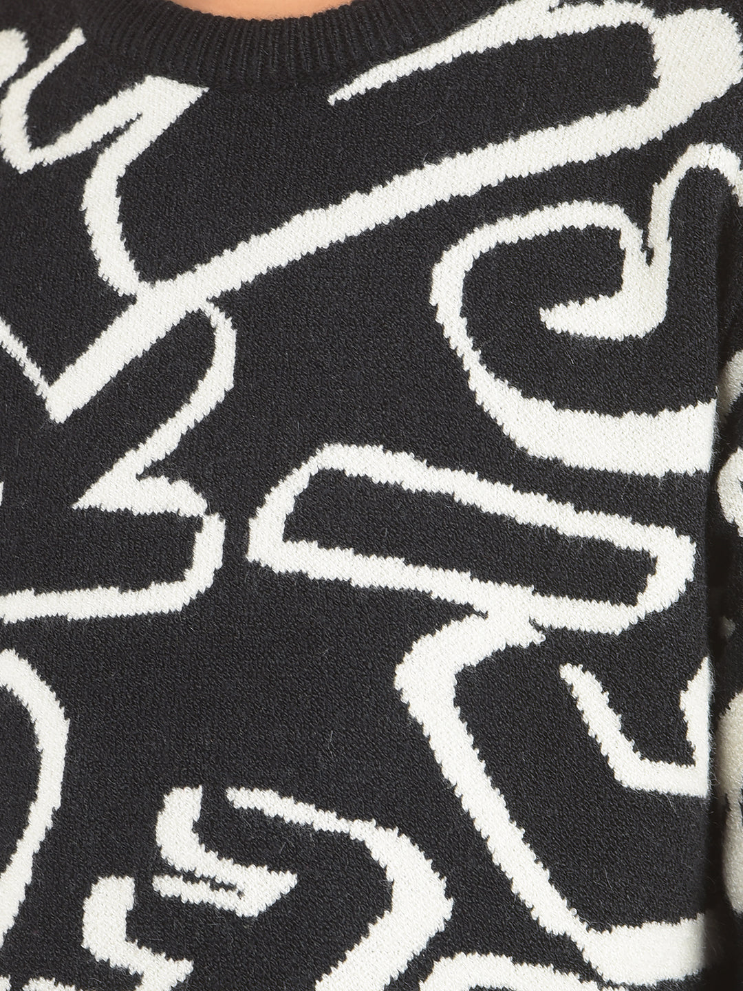 Black Typographic Print Acrylic Sweater-Boy Sweaters-Crimsoune Club