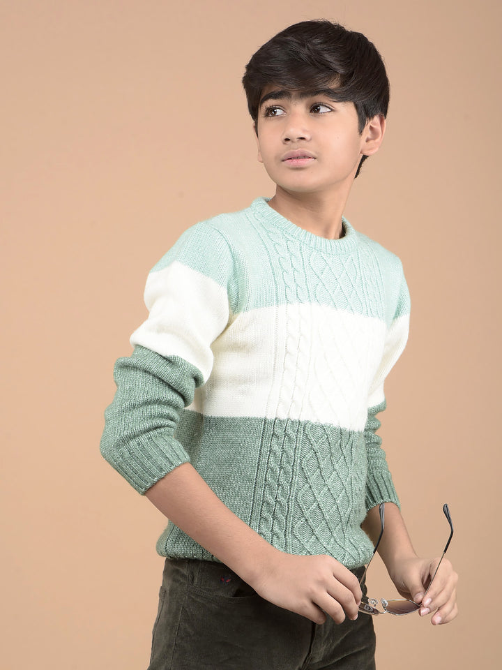 Green Printed Acrylic Sweater-Boys Sweaters-Crimsoune Club