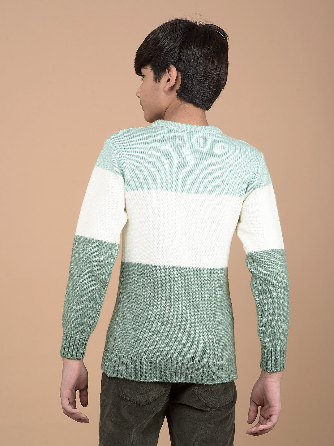 Green Printed Acrylic Sweater-Boys Sweaters-Crimsoune Club