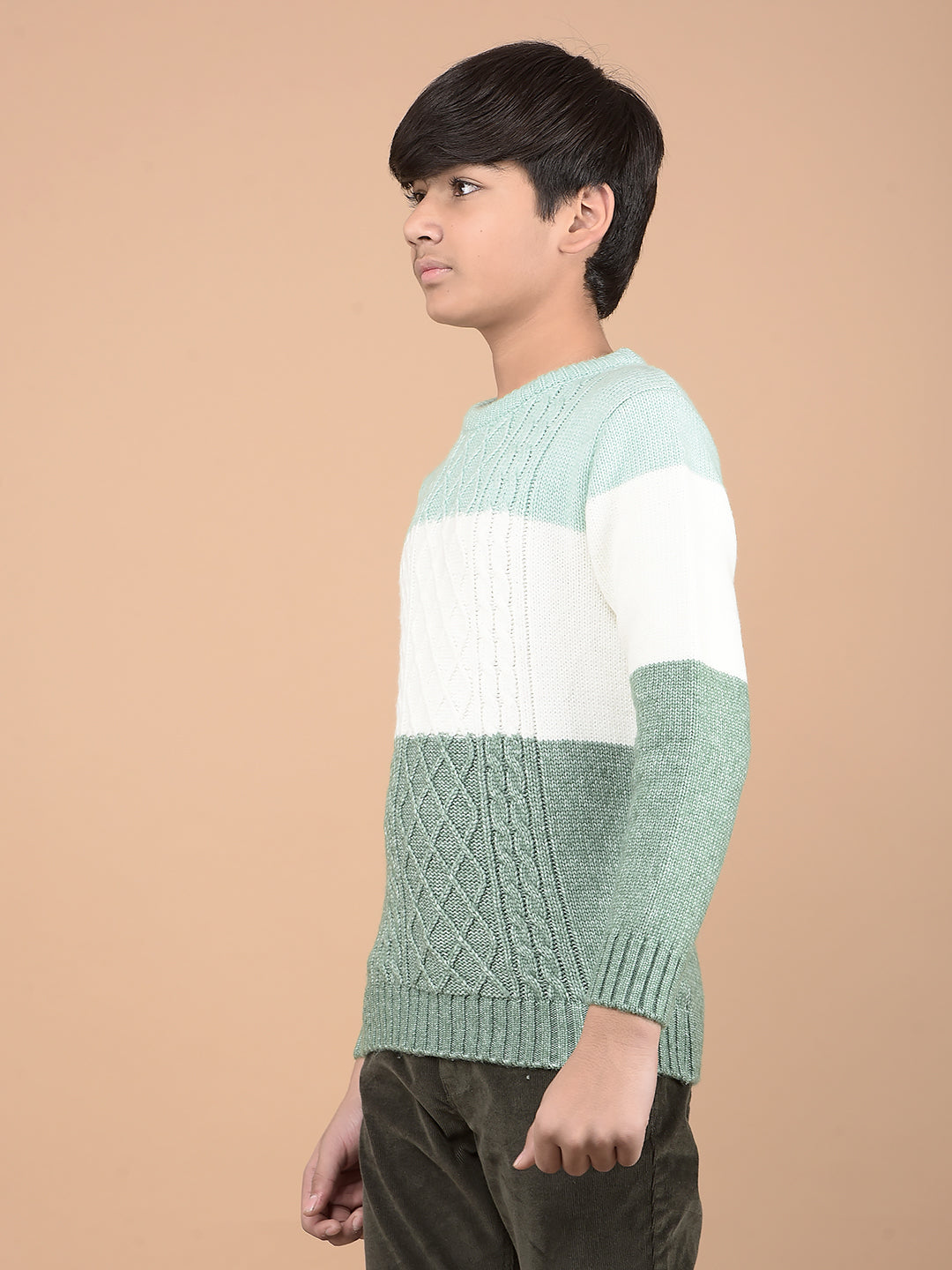 Green Printed Acrylic Sweater-Boys Sweaters-Crimsoune Club