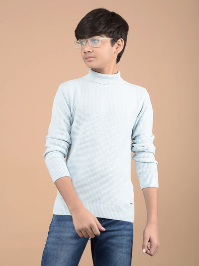 Blue High Neck 100% Cotton Sweater-Boys Sweaters-Crimsoune Club